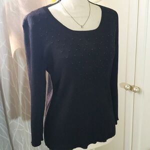 𝅺NWOT Norton/McNaughton Black Beaded Top